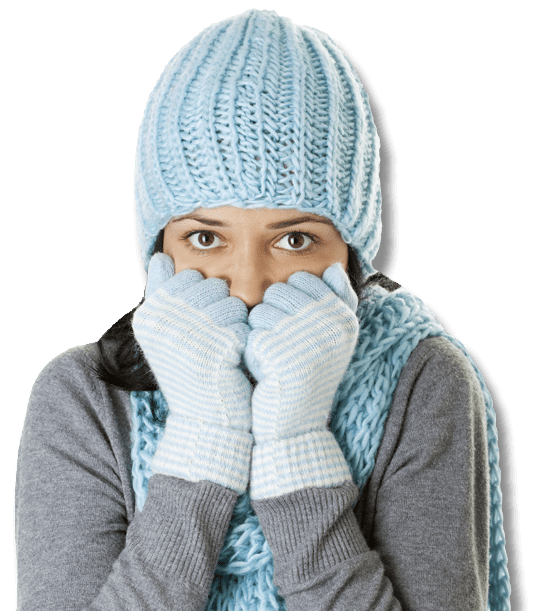 Parker-Heating-and-Air-Conditioning-woman-cold-wearing-hat-and-mittens